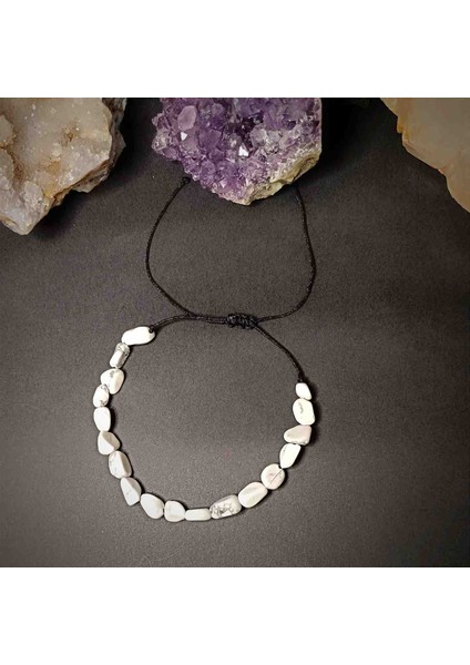 Havlit Taşı Amorf Kesim Makrome Örgü Doğal Taş Bileklik