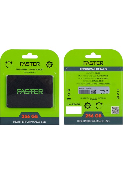 Faster FS-256 Sata3 256 GB 550 510 MB Saniye SSD Disk Taşınabilir Hard Disk