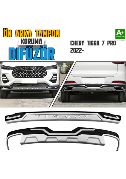 Chery Tiggo 7 Pro Ön ve Arka Tampon Koruma Difüzör Seti 2022 Üzeri A+ Kalite