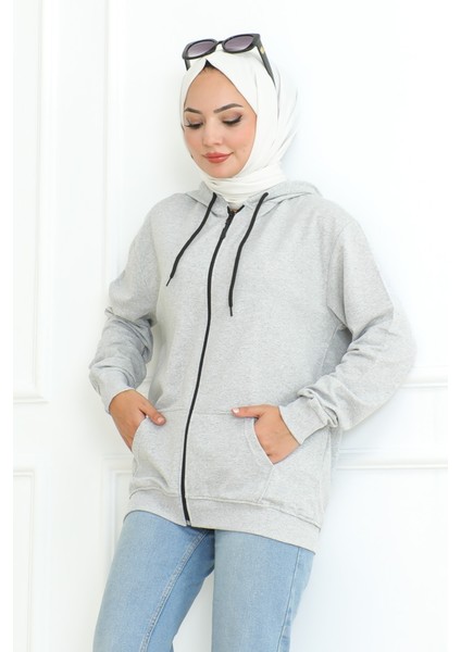 Ahlin Kapüşonlu Sweat 1101 - Gri