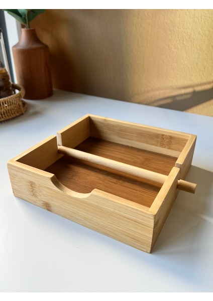 Modern Bambu Peçetelik - 18X18X5 cm