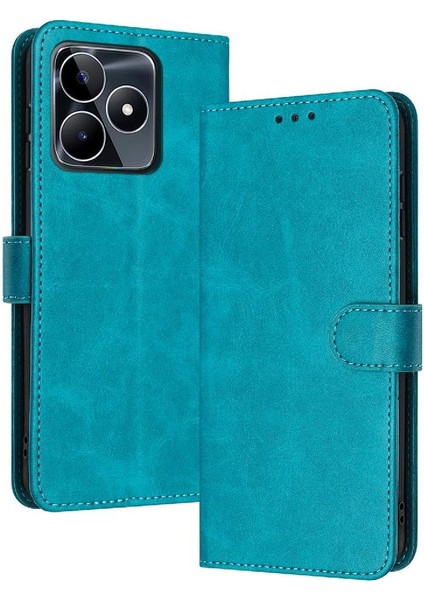 Pu ile Kart Yuvası ile Realme C53 4g Saf Renk Kickstand Için Flip Case (Yurt Dışından)
