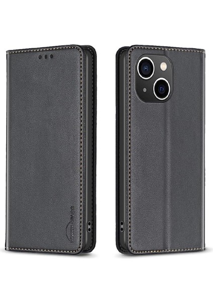 IPhone 15 Için Flip Case Çok Renkli Manyetik Cüzdan Iş Çoklu Kart Pu (Yurt Dışından)