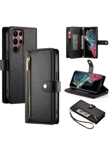 Samsung Galaxy S22 Ultra Cüzdan Bölmesi Çok Fonksiyonlu Flip Case (Yurt Dışından)