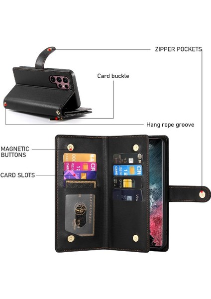 Samsung Galaxy S22 Ultra Cüzdan Bölmesi Çok Fonksiyonlu Flip Case (Yurt Dışından) fırsatları