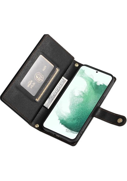 SZY Mall Samsung Galaxy S22 Artı Bilek Kayışı Çok Fonksiyonlu Kart Için Flip Case (Yurt Dışından)