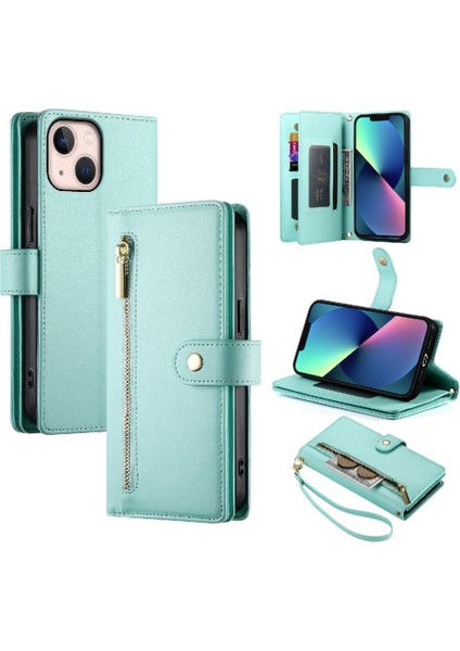 IPhone 13 Mini Çok Fonksiyonlu Kart Yuvaları Bilek Kayışı Cüzdan Için Flip Case (Yurt Dışından)