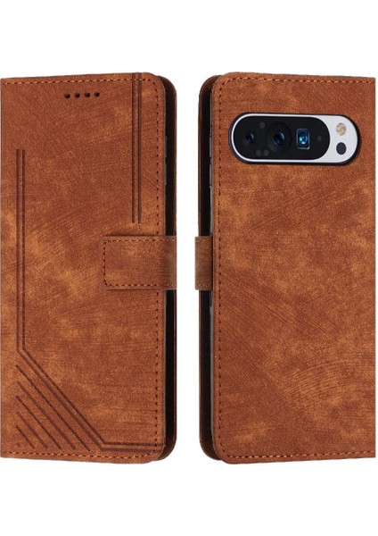 Google Piksel 9 Kickstand Cüzdan Pu Deri Kart Ekleme Için Flip Case (Yurt Dışından)