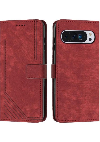 Google Piksel 9 Kickstand Cüzdan Pu Deri Kart Ekleme Için Flip Case (Yurt Dışından)