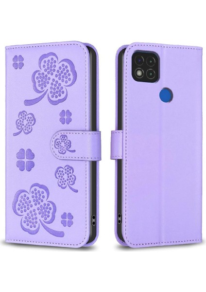 Xiaomi Redmi 9c Için Flip Case Cüzdan Kart Yuvaları Tutucu Kickstand Pu Yonca (Yurt Dışından)