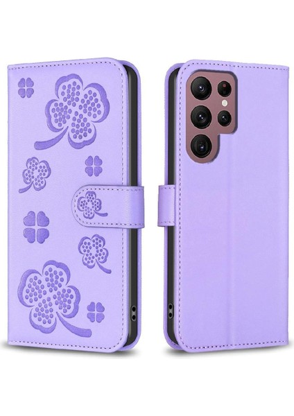 Samsung Galaxy S22 Için Flip Case Ultra 5g Yonca Çiçek Cüzdan Çok Renkli (Yurt Dışından)
