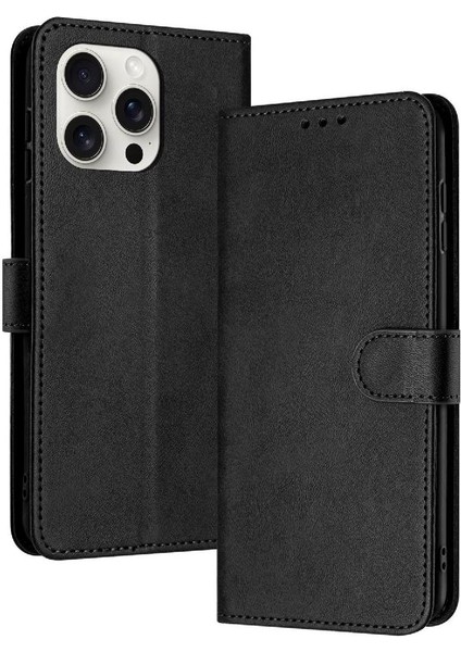 Toka ile Kart Yuvası Pu Deri ile IPhone 16 Pro Max Için Flip Case (Yurt Dışından)