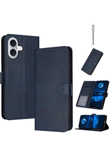 Toka ile Kart Yuvası Saf Renk Pu Deri ile IPhone 16 Için Flip Case (Yurt Dışından)