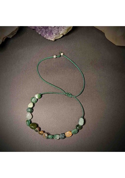 Akik Amorf Kesim Makrome Örgü Doğal Taş Bileklik
