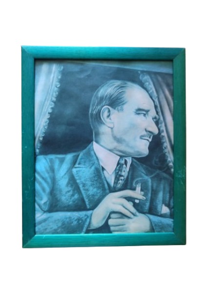 27X33 cm Ebatlarında Mustafa Kemal Atatürk Baskılı Vintage Tablo