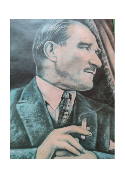 27X33 cm Ebatlarında Mustafa Kemal Atatürk Baskılı Vintage Tablo