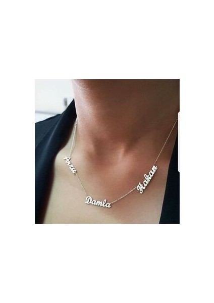 925 Ayar Gümüş El Işi 3 Isimli Kolye