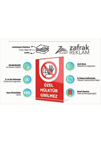 Zafrak Reklam Bahçe 7/24 Saat Kamera Ile Izlenmektedir 34X24 cm Tabela Levha