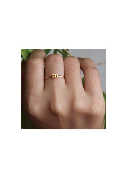 925 Ayar Gümüş Altın Kaplama Harfli Yüzük fiyatları