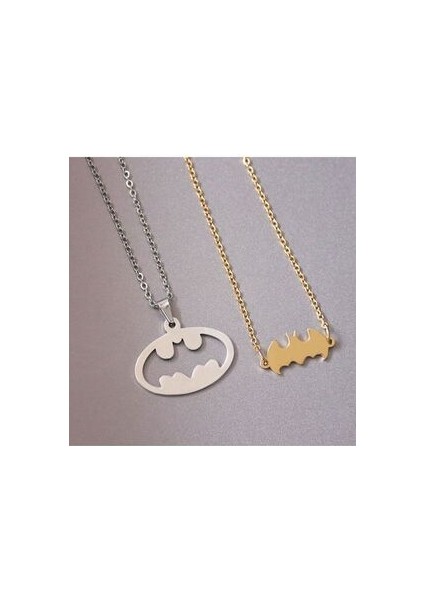 Batman Model Gümüş Sevgili Çift Kolyesi