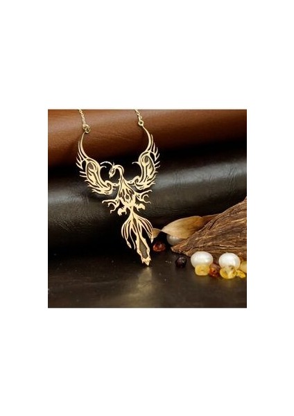 Kadın Altın Kaplama Gümüş Anka Kuşu Kolye