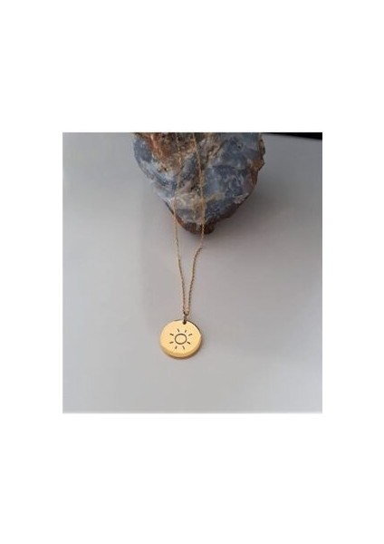 Güneş Model Altın Kaplama Gümüş Kolye