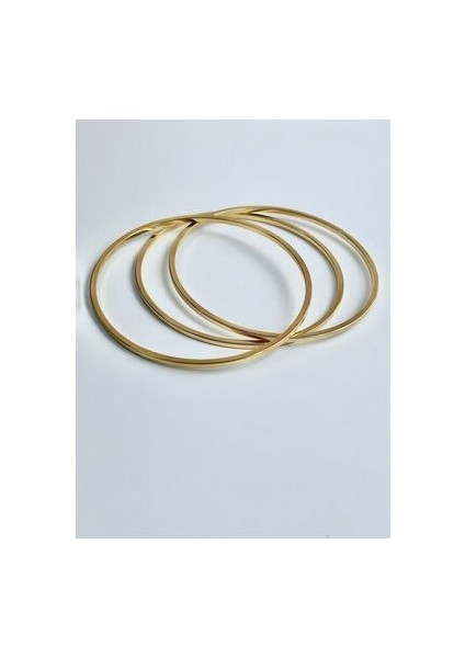 3 Lü Çelik Gold Altın Kaplama Ajda Bilezik Seti 22 cm 65 mm modelleri