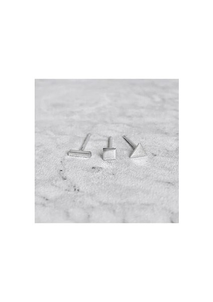 925 Ayar Gümüş Geometrik Üç Parça Minimal Küpe Seti