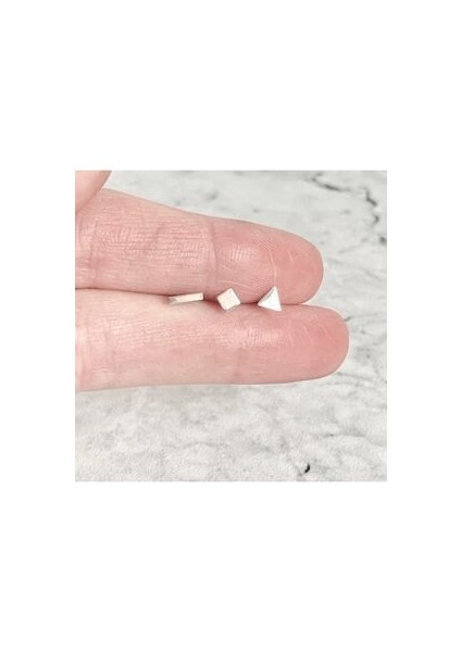 925 Ayar Gümüş Geometrik Üç Parça Minimal Küpe Seti