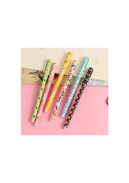 Çiçek Tasarımlı Sevimli 6 Lı Jel Kalem Seti