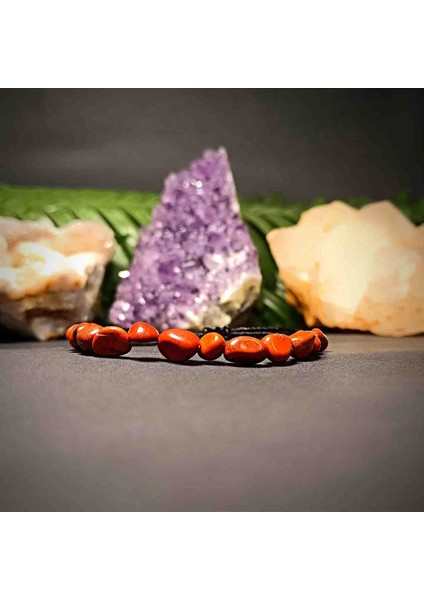 Red Jasper Amorf Kesim Makrome Örgü Doğal Taş Bileklik fiyatları