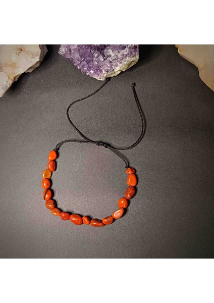 Red Jasper Amorf Kesim Makrome Örgü Doğal Taş Bileklik fırsatları