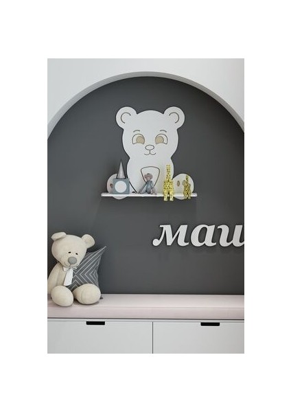 Montessori Ayıcık Duvar Rafı Dekoratif Ahşap Kitaplık fiyatları