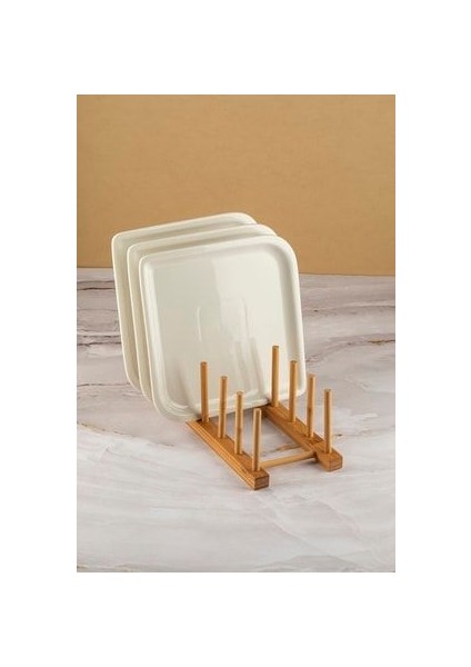 Bambu Ahşap Tabaklık Tabak Standı 27,5cm x 12 cm