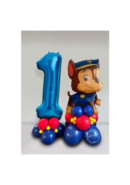 Mavi Rakam Balonlu Paw Patrol Karakterleri Balon Karşılama Seti Pençe Çetesi