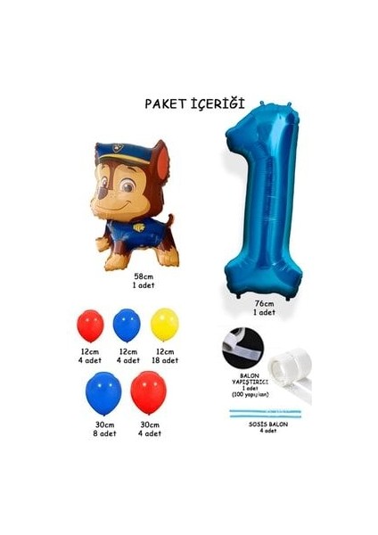 Mavi Rakam Balonlu Paw Patrol Karakterleri Balon Karşılama Seti Pençe Çetesi fiyatları