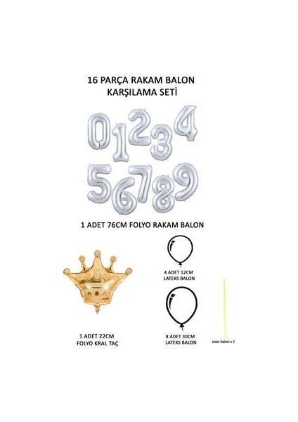 Rakam Balon Karşılama Seti 9 Yaş Parlak Rose Gold Gümüş Renkler Altın Taçlı 9 Rakamlı Balon fiyatları