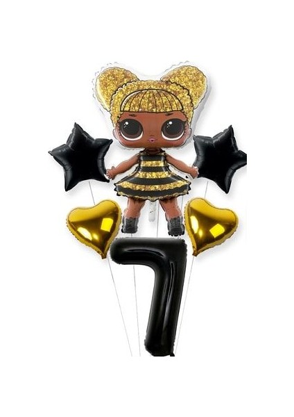 Queen Bee Bebek Balon Siyah Rakam Balon Seti Surprise Siyah Rakam Balon