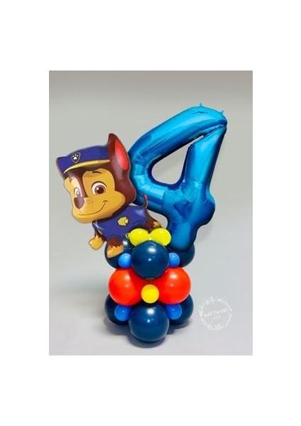 Mavi Rakam Balonlu Paw Patrol Karakterleri Balon Karşılama Seti Pençe Çetesi