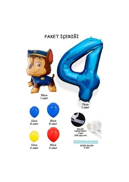 Mavi Rakam Balonlu Paw Patrol Karakterleri Balon Karşılama Seti Pençe Çetesi fiyatları