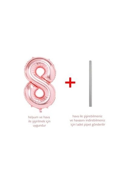 Rose Gold Rakam Balon 8 Yaş Büyük Boy 102CM Gül Kurusu Metalik Sayı Balon fiyatları