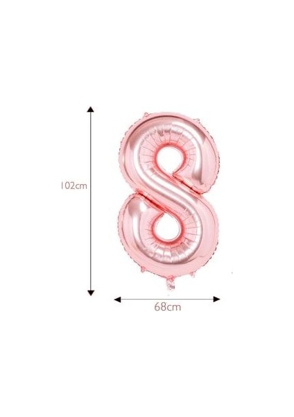 Rose Gold Rakam Balon 8 Yaş Büyük Boy 102CM Gül Kurusu Metalik Sayı Balon modelleri