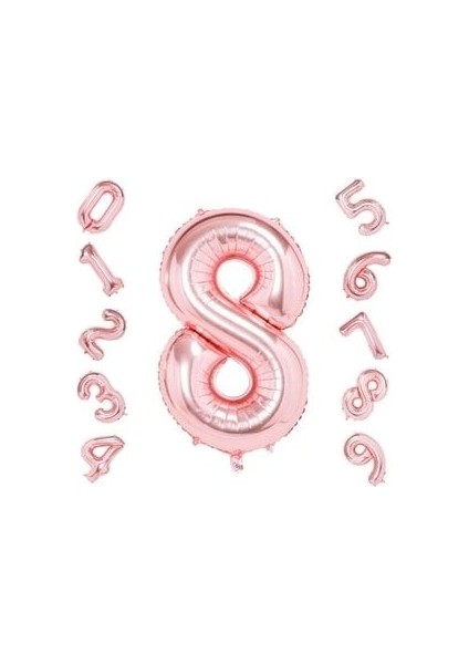 Rose Gold Rakam Balon 8 Yaş Büyük Boy 102CM Gül Kurusu Metalik Sayı Balon indirimleri
