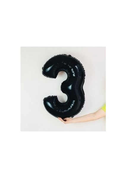 Siyah Rakam Balon Folyo 3 Yaş Rakam Balon 76CM (34 Inc Helyum Uyumlu) fırsatları
