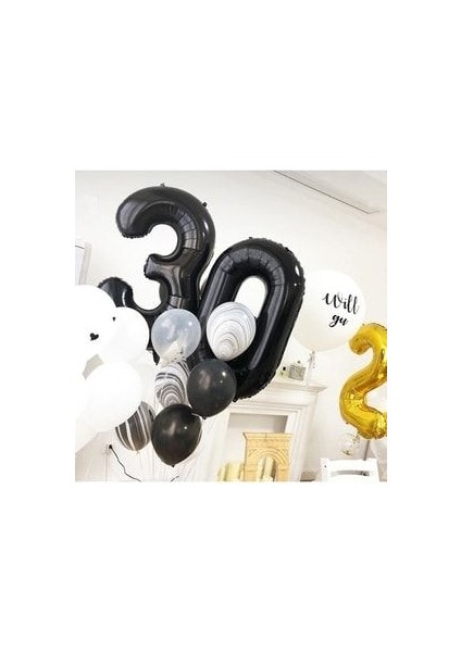 Siyah Rakam Balon Folyo 3 Yaş Rakam Balon 76CM (34 Inc Helyum Uyumlu) indirimleri