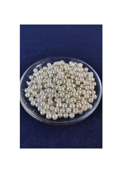 100 Gram Kaliteli Orijinal Cam Inci Boncuk Krem Ebat 6 mm - Krem Renk