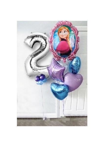 Frozen Elsa Gümüş Rakamlı Balon Seti Karlar Kraliçesi Elsalı Balon Seti 100CM 2 Yaş Rakam Balon modelleri