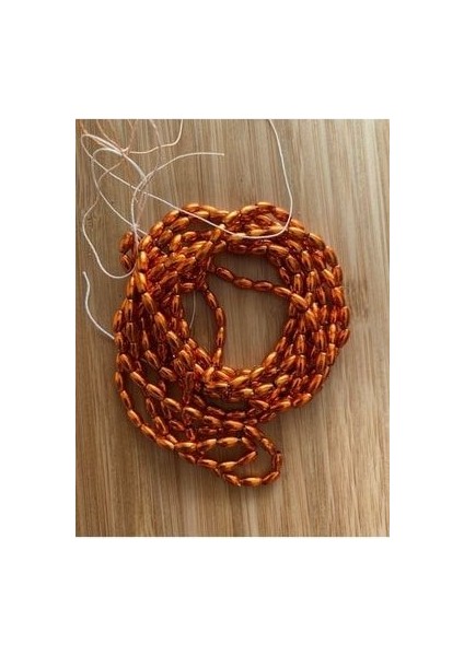 Arpa Boncuk 3X6CM. Metalik Turuncu 2 Dizi