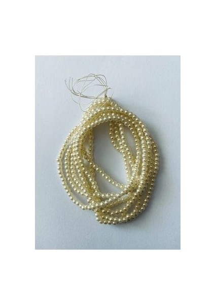 4mm Plastik Inci Boncuk 2 Dizi Yaklaşık 400 Adet. Krem