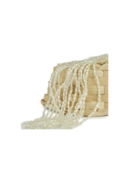 Arpa Boncuk 3X6CM. Beyaz 2 Dizi